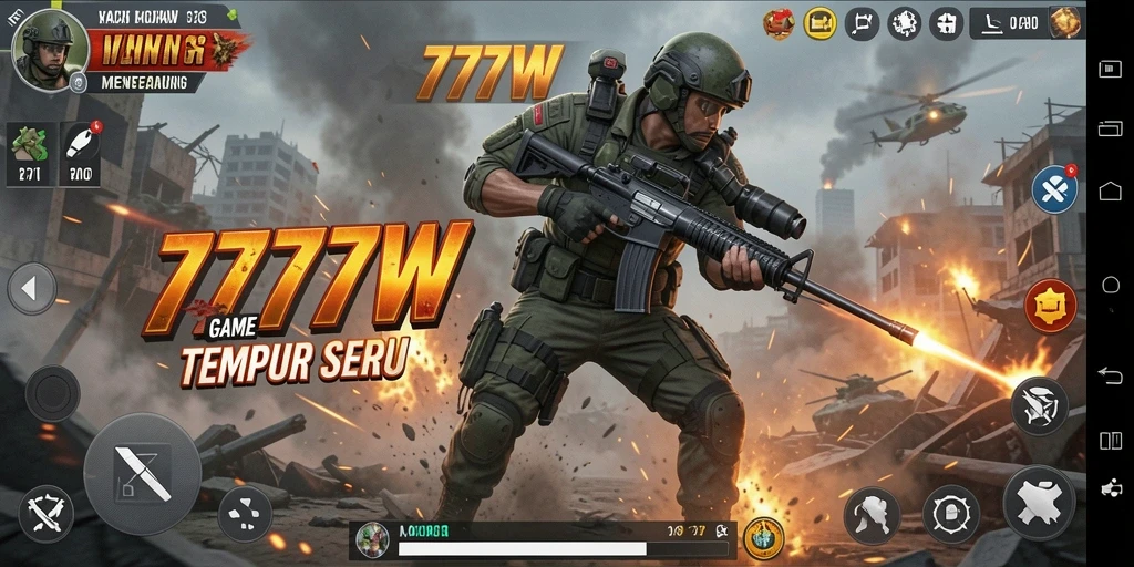 Tampilan seru dari gameplay TPS dalam 7777W.
