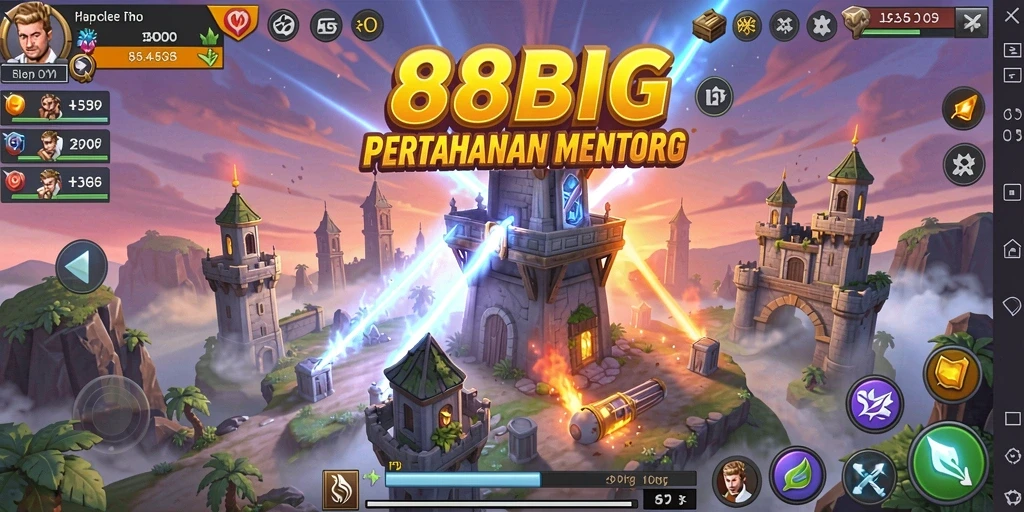 Screenshot gameplay menampilkan strategi pertahanan menara yang menarik.