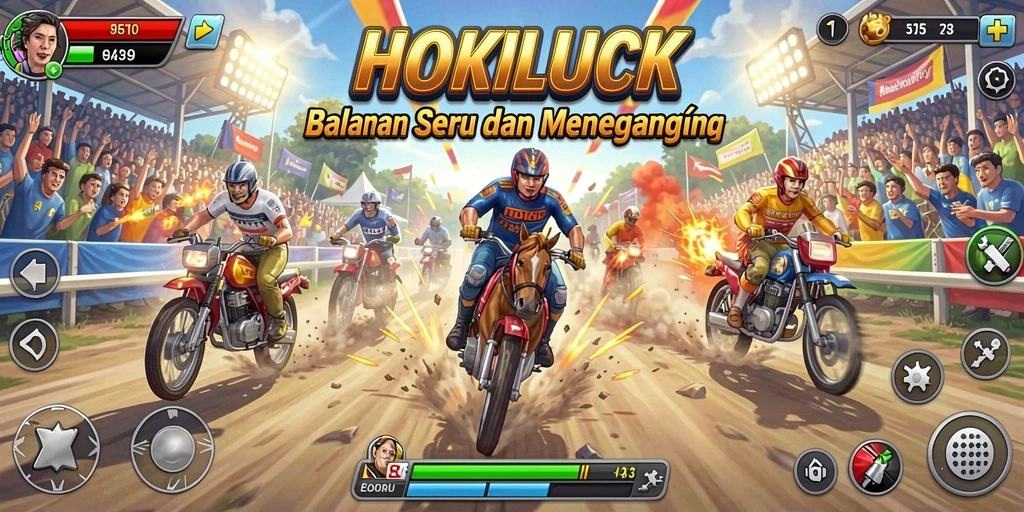 Screenshot gameplay HOKILUCK menunjukkan aksi balapan yang seru dan mendebarkan.