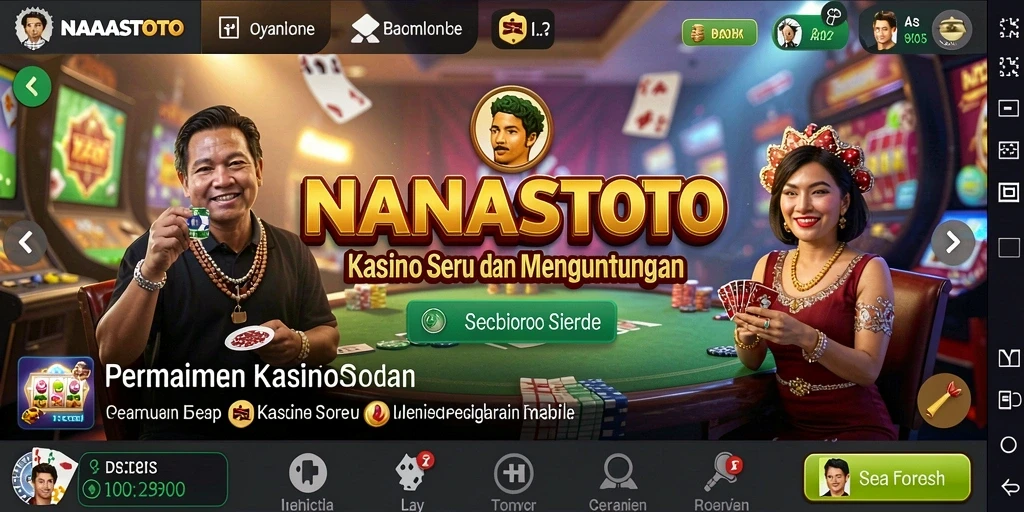 Screenshot permainan utama NANASTOTO menampilkan suasana kasino yang menarik.