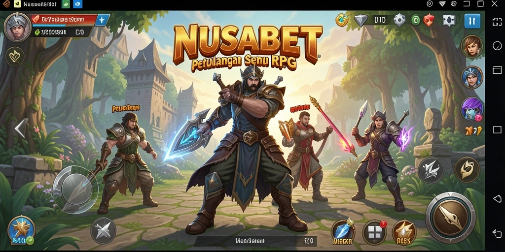 Screenshot gameplay NUSABET yang menunjukkan pertarungan seru dalam petualangan RPG.