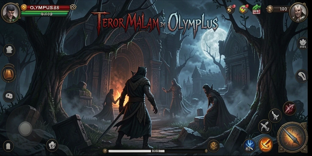 Screenshot gameplay OLYMPUS88 menampilkan suasana Horror yang mencekam.