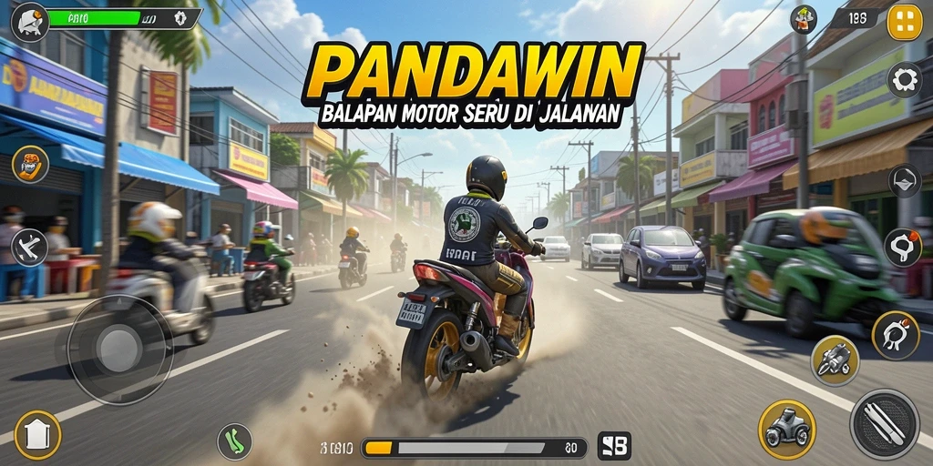 Gameplay seru dalam balapan motor di PANDAWIN.