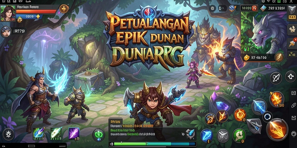 Screenshot utama RR789 menampilkan aksi pertarungan epik dalam dunia RPG.