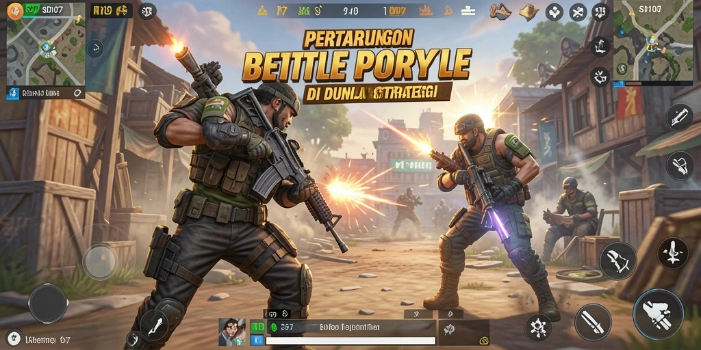 Tangkapan layar gameplay SD107 menunjukkan pertarungan intens di arena Battle Royale.