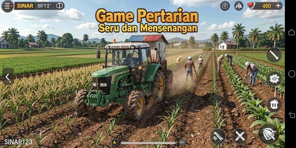 Screenshot gameplay SINAR123 menampilkan lahan pertanian yang indah.