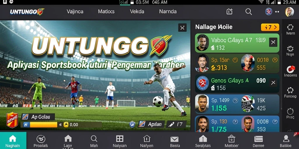 Tampilan antarmuka UNTUNGGO yang modern dan menarik saat bermain taruhan.